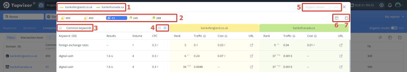 Competitor report: Keywords window UI Map